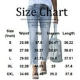 thumbnail image 2 of Women's Mid Rise Distressed Straight Leg Jeans with Raw Hem, Classic Blue Denim Casual Pants for Everyday Wear, 2 of 4