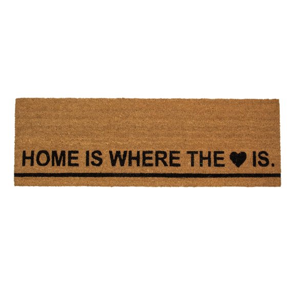 Northlight Natural Coir Outdoor Rectangular "Home Is Where the Heart Is" Doormat 16" x 48"