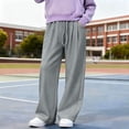 thumbnail image 3 of OGLCCG Girls Sweatpants Wide Leg Drawstring Baggy Kids Joggers Pants Open Bottom Teen Athletic Trousers with Pockets Size 4-16, 3 of 6