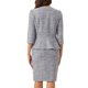 thumbnail image 3 of Conjunto de traje de tweed de 2 piezas para mujer INSPIRE CHIC, chaqueta de botones de manga 3/4 y falda lápiz, gris azul M, 3 of 6