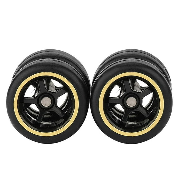 QHUDLV Toy Car Wheels Set,4pcs Rubber Tires with Metal Shaft,Replacement Parts for 1:64 Model Cars