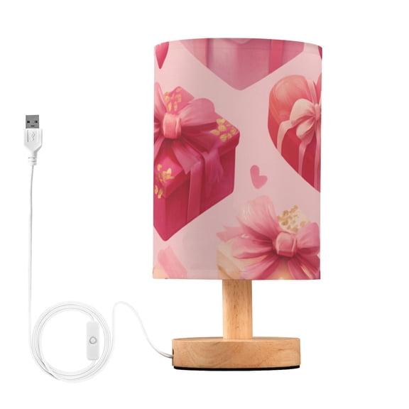 Cute Gift with Bows Hearts Valentine Table Lamp with USB Port LED Warm Light Lamp Night Light Home Decor