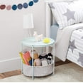 thumbnail image 2 of Basics Round Storage End Table, Side Table with Cloth Basket, Mint Green/Heather Gray, 18 in x 18 in x 19 in, 2 of 7
