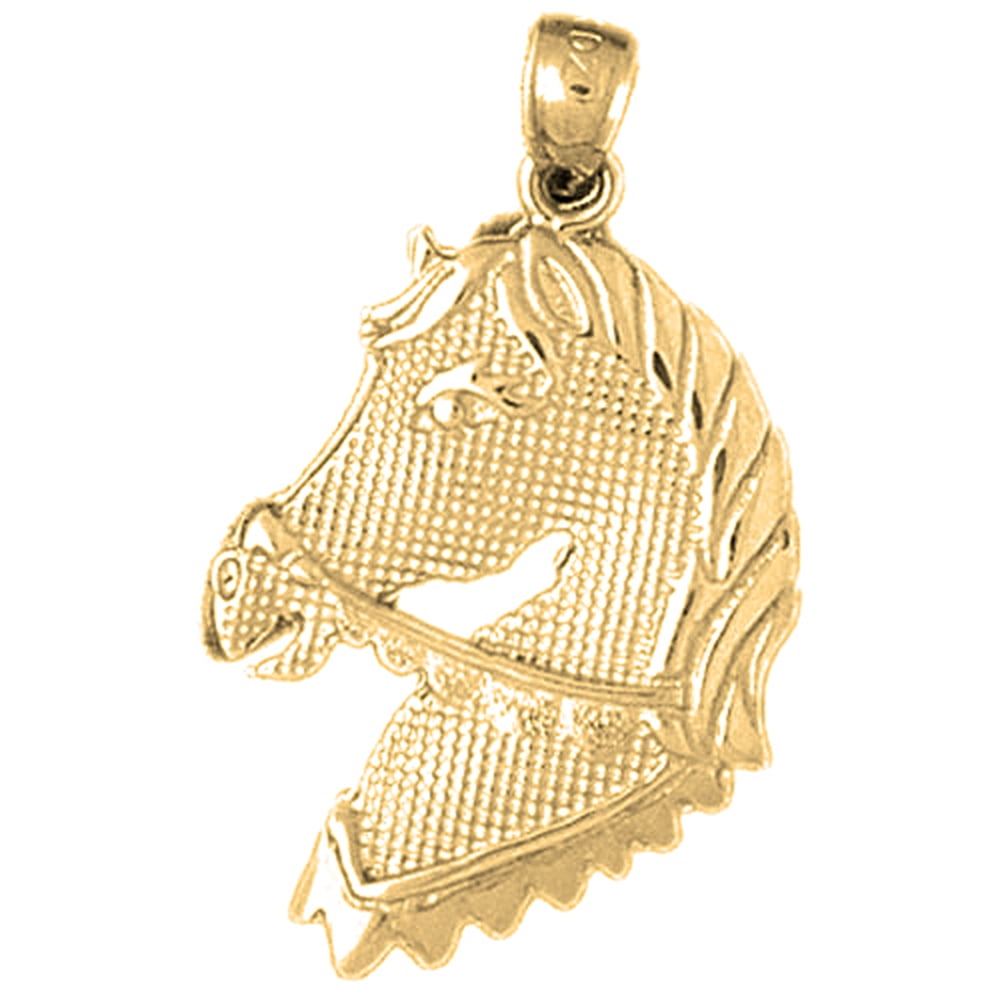 Jewels Obsession 18K Yellow Gold Horse Head Pendant 32 mm