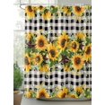 thumbnail image 2 of Sunflower Shower Curtain, Rustic Farmhouse Barn Star Bathroom Decor Curtains Set with Hooks, Black Buffalo Plaid Waterproof Fabric Home Accessories， 66 X 72 Inch Long, 2 of 6