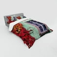 thumbnail image 3 of Ambesonne Autumn Bedding Set 3 Pcs, Fall Ivy on Old House, Twin XL, Red Mint Green, 3 of 3