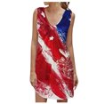thumbnail image 1 of Robes de Plage pour Femmes Été Sans Manches Bohème à Imprimé Floral Robe Débardeur Froncée Décontractée Ample à Col en V Mini Robe d'Été, 1 of 5