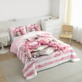 thumbnail image 3 of Manfei Romantic Flower Rose Bedding Comforter Set,Chic Women Perfume Twin Comforter Sets,Pink White Stripes Line Bedding Set For Girl,Luxury Bedroom Decor Reversible,2pcs, 3 of 8