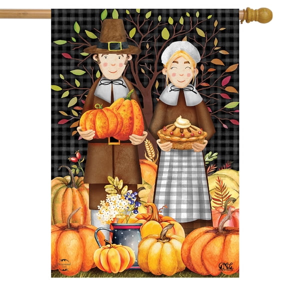 Briarwood Lane Pilgrims Thanksgiving House Flag
