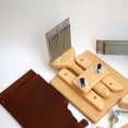 thumbnail image 5 of Wool combs with a stand and leather covers. Double rows wool combs for fine or medium wool fiber. Wool carders with steel nails, edges coated w/h copper to prevent rusting and featured w/h wood holder, 5 of 5