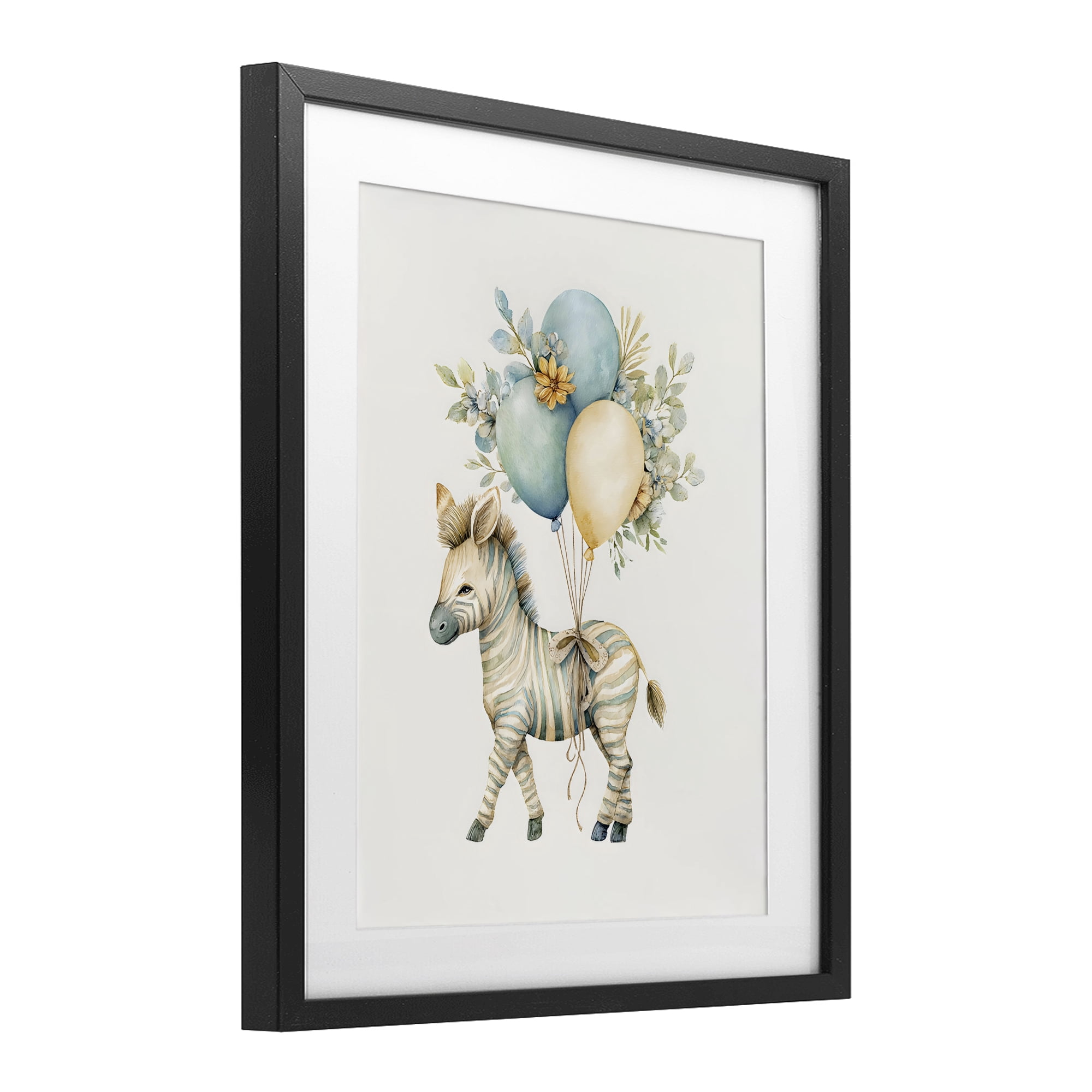 Stupell Industries Watercolor Nursery Zebra Black Framed Print Under Glass, design by LSR Design Studio