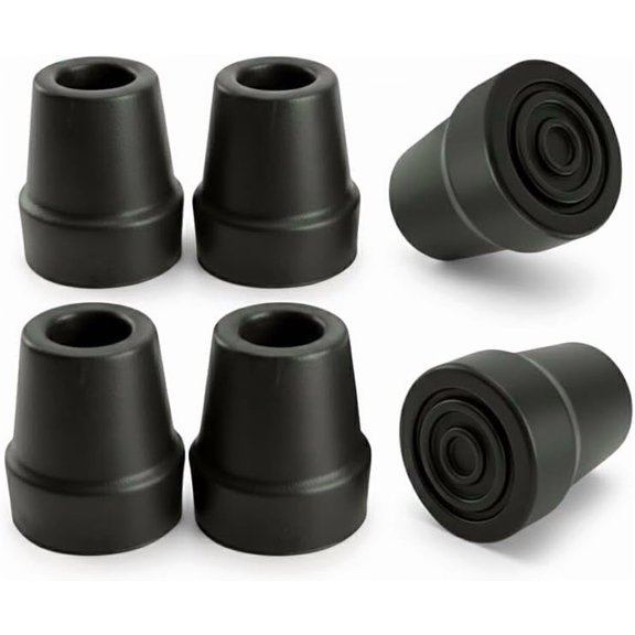 Gadgetime USA Pack of 6 Heavy Duty Rubber Cane Tips, Non Slip Traction Base, 3/4 Inch Replacement Ends, Black