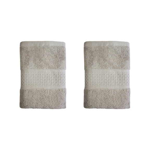 FBTS Prime Cotton Hand Towels 16x31 inch Extra Soft, Solid Gray, 2 per Pack