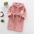 thumbnail image 2 of HFHAPW Boys Girls Robes Kids Toddler Flannel Hooded Bathrobe Pajamas Sleepwear 1T 2T 3T 4T 5T 6T 7T 8T(Pink,6-7 Y), 2 of 7