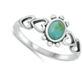 thumbnail image 4 of CHOOSE YOUR COLOR Heart Bali Simulated Turquoise Ring .925 Sterling Silver Band Blue CZ Female Size 7, 4 of 4