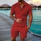 thumbnail image 2 of Men's Short Sets Outfits 2 Piece Summer Tracksuit Short Sleeve Shirt And Shorts Set Casual Sport SuitS, 2 of 5