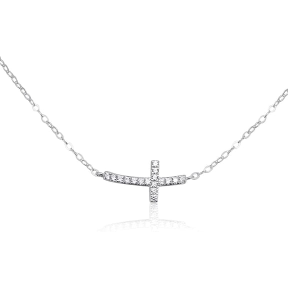 Leander Dainty Sterling Silver Sideways Cross Necklace, Baptism, Confirmation, First Communion Gift for Women, Christian Jewelry, Catholic Gift