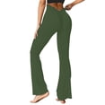thumbnail image 2 of Women's V Back Scrunch Butt Flare Leggings Ruched Bell Bottom Yoga Pants, 2 of 8