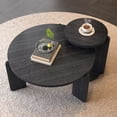 thumbnail image 4 of CQSXDA 32.68 Inch Diameter Round Black Oak Nesting Coffee Table Set Of 2 With Wear Resisting PU Paint Ideal For Living Rooms, 4 of 12