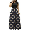 thumbnail image 2 of SMihono Robe d'Été pour Femmes Grande Taille Mode Femmes Été Imprimé Décontracté Col Rond Manches Courtes Longue Robe, 2 of 4