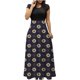 thumbnail image 2 of ICHUANYI Clearance Fashion Women Summer Printing Causal Round Neck Short Sleeve Long Dress(Yellow, M) ICHUANYI WER2023081115577, 2 of 4