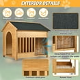 thumbnail image 3 of EUROCO Wooden Dog House Outdoor,Weatherproof Large Dog Shelter with Porch,Asphalt Roof,Front Door,Side Window and Elevated Floor,Dog Kennel Outside for Medium to Large Sized Dogs,Natural, 3 of 7