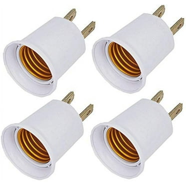 （4PACK） E26/e27 Socket Adapter Converts Outlet to Lamp Socket, 660 Watt, 125 Volt,AC Plug to E26 Two Outlet Light Socket Adapter,white1