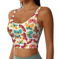 thumbnail image 2 of Hirioo Colorful Butterflies for Women's Sports Vest with Full-Print Design, Stretchy Fabric and Removable Pads-XX-Large, 2 of 8