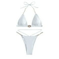 thumbnail image 1 of adviicd Womens Swimsuits Two Piece Bikini Set for Women Two Piece Swimsuit High Waisted V Neck Ruched Front Wide Straps White,S, 1 of 5
