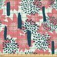 thumbnail image 2 of Ambesonne Floral Abstract Fabric by the Yard Upholstery, Oriental Poppies, 2 Yards, Coral White Charcoal Grey, 2 of 5