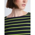 thumbnail image 5 of Free Assembly Women's and Women's Plus Striped Cotton Boatneck Tee with 3/4-Length Sleeves, Sizes XS-4X, 5 of 6