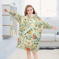 thumbnail image 5 of FORMRS Wearable Blanket Hoodie with Sleeves for Kids Cozy Flannel Sweatshirt, Green Floral Pattern, 5 of 7