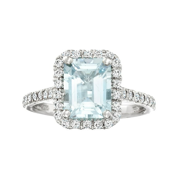 Ross-Simons 2.00 Carat Aquamarine and .40 ct. t.w. Diamond Ring in 14kt White Gold, Women's, Adult