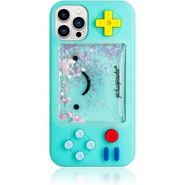 LAICAIW Étui de Téléphone pour Console de Jeu pour iPhone 12 Pro Max, Étui de Téléphone de Jeu Rétro 3D Classique Bling Liquide à Sable Mouvant, Étui de Jeu Drôle, Étui Souple en Silicone Caoutchouc, Housse de Protection pour Garçons Filles Femmes