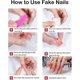 thumbnail image 5 of lote De 24 Faux Ongles Manucure En Forme De Goutte D'amande (coeur Noir). Flocons D'ongles. Copeaux D'ongles Finis, 5 of 5