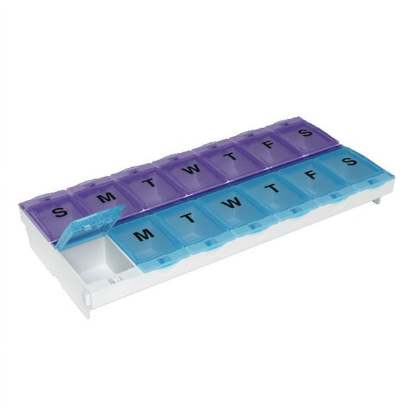 Ezy Dose Weekly 14-Day Locking Pill Organizer, Daily Medication Storage (2XL)