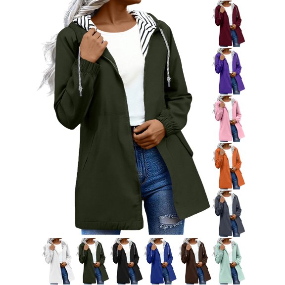 Women Waterproof Jacket Rain Jacket Solid Color Zipper Long Sleeves Short Style Hooded Rain Jacket Outdoor Windproof Waterproof Loose With Pocket Hiking Travel Coat
