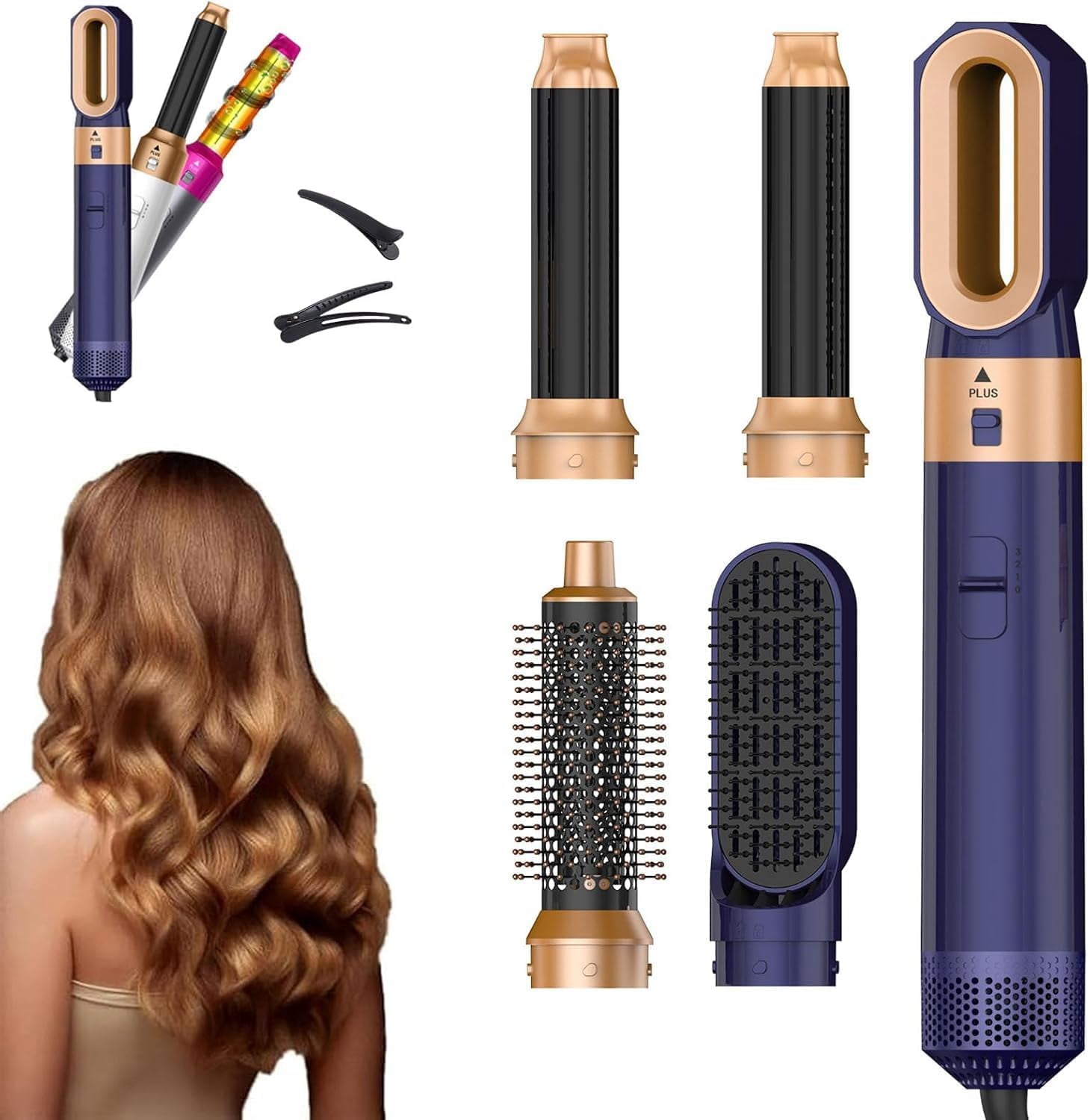 Magic Styler 4-in-1 Airstyler, Magicstyler Air Styler, Curling Iron Brush Air Curler Air Styler Wrap, Auto Wrap Curlers, Multi Hair Styler for Fast Hairstyle (White Gold)