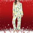 thumbnail image 2 of successthop Womens Cocktail Pajamas Long Sleeve Lapel Button Down Nightwear and Pj Pant Print Sleepwear with Pockets L, 2 of 7