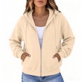 thumbnail image 2 of UDAUDU Zip Up Hoodie Women Fleece Jacket Comfort Oversized Sweatshirt Cozy Hooded Sweatshirt 2026 Fall Fashion Coats with Pockets Khaki S, 2 of 6