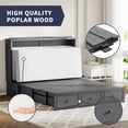 thumbnail image 6 of ZAFLY Murphy Bed with Charging Station, Solid Wood Cabinet Bed with Mattress, Murphy Cube Chest Bed with Storage Drawers - Grey, 6 of 8