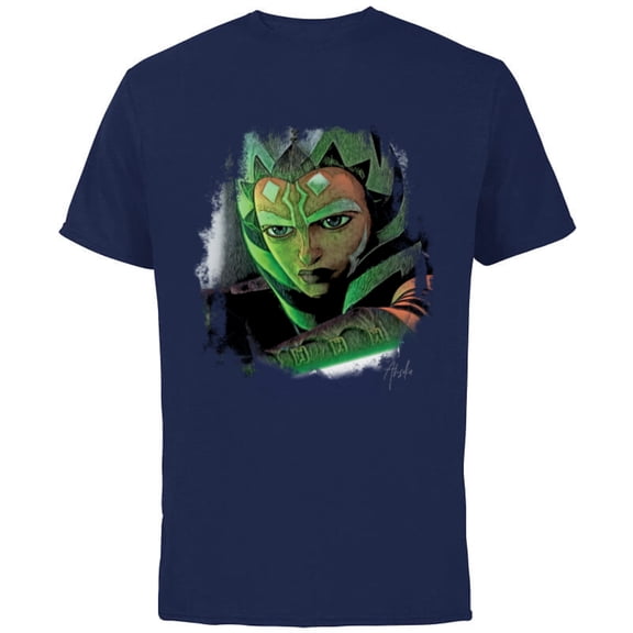 Star Wars Ahsoka Tano Tales of the Jedi Lightsaber Glow - Short Sleeve Cotton T-Shirt for Adults - Customized-Navy