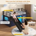 thumbnail image 4 of Twin Loft Bed with Slide, Storage Stairs and Desk, Low Metal Loft Beds with LED Lights & Under-Bed Play Space & High Guardrail, Twin Size Beds for Teen, Black, 4 of 9