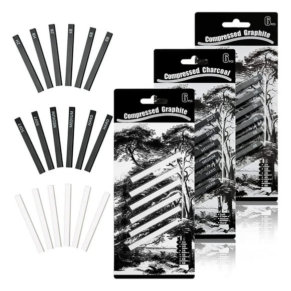 Wweixi 18pcs Graphite Material Sticks Lightweight Charcoal Sticks Square Drawing Pencils Set for DIY Sketching Artists