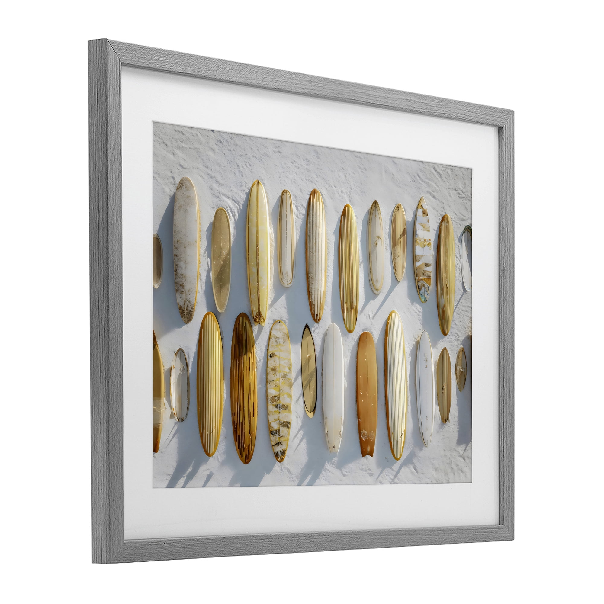 Stupell Industries Vintage Surfboard Collection Gray Framed Print Under Glass, design by Franklyn Gregory