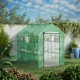 thumbnail image 2 of 7' x 5' x 6' Walk-in Greenhouse for Outdoors with Mesh Door and Windows, 18 Shelf Hot House with Trellis, Plant Labels, UV Protective for Growing Flowers, Herbs, Vegetables, Saplings, Green, 2 of 6