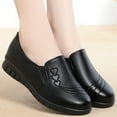 thumbnail image 2 of TOWED22 Chaussures de Bal pour Femmes Plateforme Compensée en Cuir Bout Rond à Enfiler Confortables Ballerines Habillées (Noir, 8.5), 2 of 5