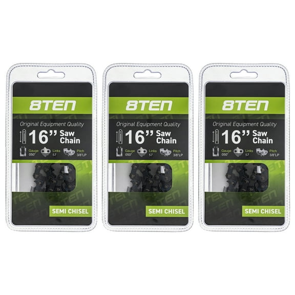 8TEN Chainsaw Chain 16 inch .050 3/8 57 DL for Husqvarna Poulan 3 Pack 810-CCC2246H