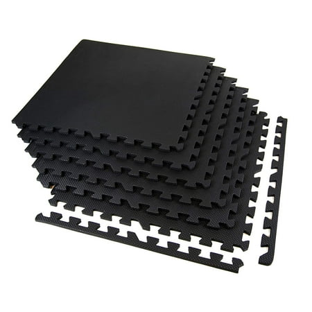 FlooringInc Eco Soft EVA Foam Tiles 2'x2' Tiles Black (4 Tiles) - Play Mat Great for Kid's (Best Flooring For Attic)