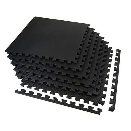 Black And White Zebra Floor Tile FlooringInc Eco Soft EVA Foam Tiles 2'x2' Tiles Black (4 Tiles) - Play Mat Great for Kid's Flooring ()